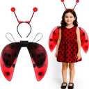Haysandy 2 Pcs Ladybug Bee Insect Costume for Kids Toddler Lady Bug Bee Wings Headband for Boys Girls Role Playing Cosplay