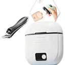 Electric Nail Clipper, 2026 Improved Nail Clippers Set, Includes an Automatic 2-in-1 Nail Clippers (with LED Light & Storage Box), an Oblique Nail Clippers, Ideal for All Your Nail Care Needs - White