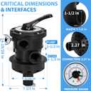 SP0714T Top-Mount Multiport Valve Compatible with Hayward Above-Ground Pro or VL Series Sand Filters, 7-Positions Sand Filter Valve with 1-1/2-Inch Fip Ports Replace SP0714T SP714A SP0714tx
