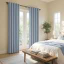 MIULEE Thick Linen Curtains 96 Inches Long Light Blue Semi Sheer for Farmhouse/Living Room/Bedroom, Linen Textured Light Filtering Window Privacy Drapes with Back Tab Rod Pocket, 42Wx96L, Set of 2