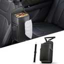 Car Tissue Holder for Front Seat, Headrest Organizer with 2 Side Mesh Pockets for Phones & Cards, L-Square Tissue Box Cover Holds 150 Tissues, Durable PU Leather