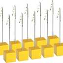 XINGYHENG 10pcs Place Card Holder Resin Cube Base Desktop Picture Clips Memo Notes Clips Holder Stand with Alligator Clip Clasp for Home Office Picture Memo Paper Note Postcards Display (Yellow)