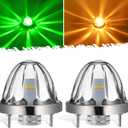 Partsam 2Pcs Dual Color Amber/Green LED Glass Lens Watermelon Lights, [Patented] Turn Signal Marker Lights with Stainless Steel Bezel Compatible with Kenworth Peterbilt Freightliner