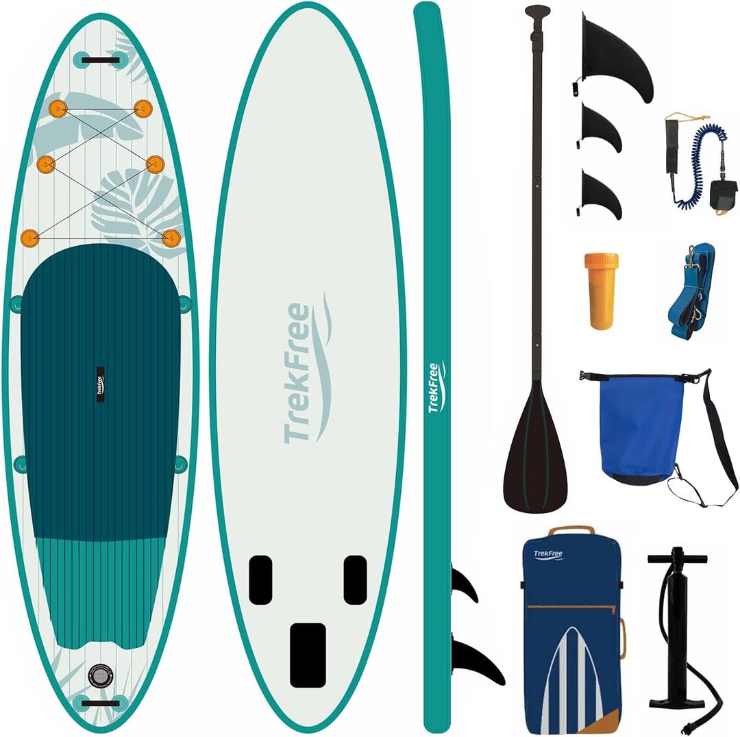 Inflatable Stand Up Paddle Board, 11' Paddle Boards with Stable Fin and Durable SUP, Non-Slip EVA Deck, Ultra-Light Manual Air Pump,Our SUP for Youth & Adults of All Skill Levels