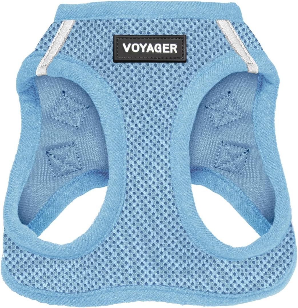 Best Pet Supplies Voyager Step-in Air Harness - All Weather Mesh, Reflective, No Pull Harness for Dogs, Cats - Secure with Hook & Loop Fastener, Buckle, Double D-Rings - Baby Blue, S