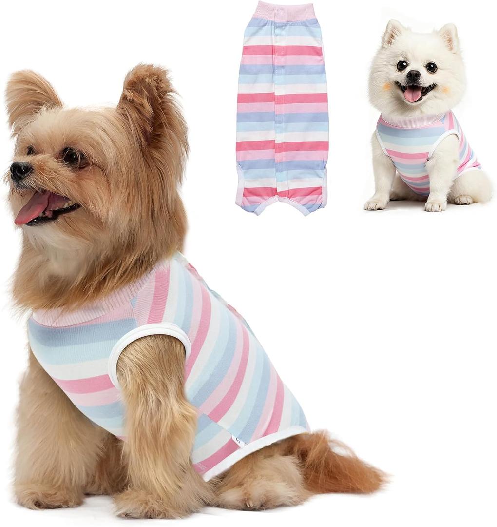 Dog Surgery Recovery Suit, Breathable Dog Surgery Spay Recovery Suit,Dog Onesie for Surgery Female Male,Substitute E-Collar & Cone for Abdominal Wounds Recovery Shirt(Pink, Large) (LargeBack13" Chest 16.5" Weight 9-12lb))