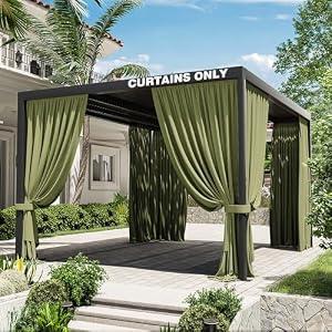 Kimunuk Gazebo Universal Replacement Privacy Curtain, 10'×13' Gazebo Outdoor Waterproof Curtains, 4-Panels Sidewall Curtains with Double Zipper for Patio Canopy, Garden and Backyard (Curtain Only)