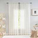 YJ YANJUN Vintage Lace Curtains 108 inches Long 2 Panels Set French Country Shabby Chic Floral Sheer Curtains for Living Room Window Light Filtering Rod Pocket 52W x 108L Ivory