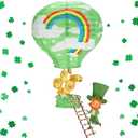 Motipuns St. Patrick's Day Leprechaun Trap Kit Hot Air Balloon Paper Lantern Gold Coin Rainbow Straw DIY Saint Patty's Day Toy Catch a Leprechaun Craft Gift Classroom Party Supplies Decoration