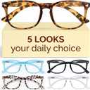 CCVOO Stylish Reading Glasses for Women +2.25, Eyeglasses, Blue Light Readers for Women, Computer Eye Glasses, Cheaters 5 Pack