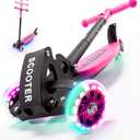 3 Wheel Scooter for Kids Ages 6-12, LED Light-Up Kids Kick ScooterPortable Foldable, Adjustable Height, Durable Metal Construction, 6" Extra Wide Deck for Outdoor Activities,Child Safety Certified