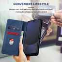 Jasonyu Flip Wallet Case for Samsung Galaxy S24 FE,Leather Magnetic Folio Cover with Card Holder,Kickstand - TPU Shockproof Durable Protective Phone Case,Blue