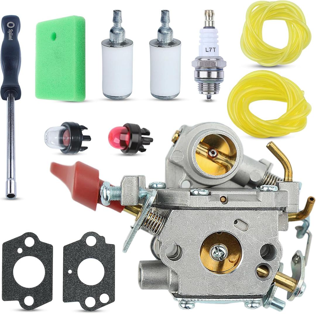 AUMEL C1M-W44 Carburetor Carb with Air Fuel Filter Line Kit for Craftsman Poulan 33CC PP333 PP330 PPB330 PP133 PP335 PPB335 PP338PT Pro Gas Trimmer Replace 545008042 545189502 ZAMA W44
