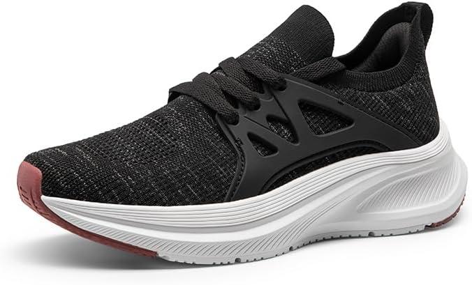 Women's Walking Comfortable Slip-On Shoes Running Tennis Athletic Gym Workout Cross Training Sneakers (8.5, Black)