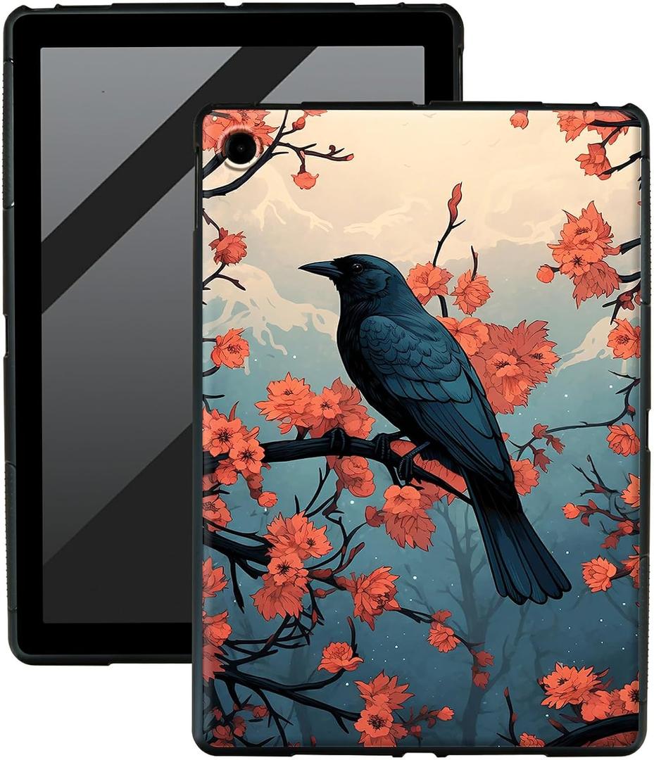 TPU Case for 10.1" Fire HD 10 Tablet (5th/7th/9th Generation,2015/2017/2019 Release) Tablet,Lightweight Black TPU Shockproof Protective Cover for HD 10 Tablet,Black Crows Bird