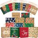 JOICEE 24PCS Christmas Gift BagsChristmas Kraft Paper Reusable Small Gift Bags Bulk with Handles for Wrapping Holiday Party Xmas Presents(9x7.2x3.6 Inches)