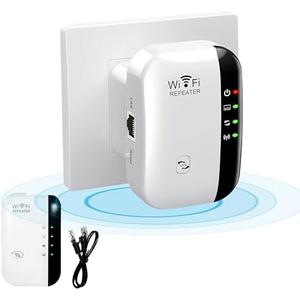 WiFi Extender Booster,WiFi Signal Booster,Internet Coverage Up to 3000 Sq.Ft! Works with 45+ Devices & Features Easy Setup,2.4GHz Band WiFi Extender, and LAN Port (White)