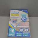 16 Pack Vacuum Storage Bags with Hand Pump, 4 Jumbo + 4 Large + 4 Medium + 4 Small Plastic Packaging Bags, 80% Space Saver Vacuum Seal Bags for Clothing, Travel Lugggage, Blankets, Comforters