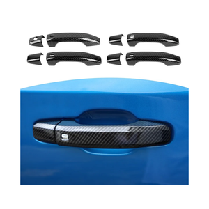 Silverado Door Handle Cover Trim Carbon Fiber for Chevy Tahoe 2021 Up Suburban 2020 Up Silverado 2019 Up for GMC Yukon 2021 Up Sierra 2019 Up Black Carbon Fiber Grain Exterior Accessories