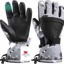 Ski Gloves, Warmest Waterproof and Breathable Snow Gloves for Cold Weather, Fits Both Men & Women, for Parent Child Outdoor (XS(Fit Kids 6-8 Years), Grey)