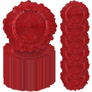 50 Pcs Red Charger Plates Bulk, 13" Reef Plate Chargers for Dinner Plates, Plastic Floral Decorative Plates for Table Setting, Round Table Chargers for Wedding, Christmas, Party, Event, Decoration 50 Pcs Red Charger Plates Bulk, 13" Reef Plate Chargers for Dinner Plates, Plastic Floral Decorative Plates for Table Setting, Round Table Chargers for Wedding, Christmas, Party, Event, Decoration