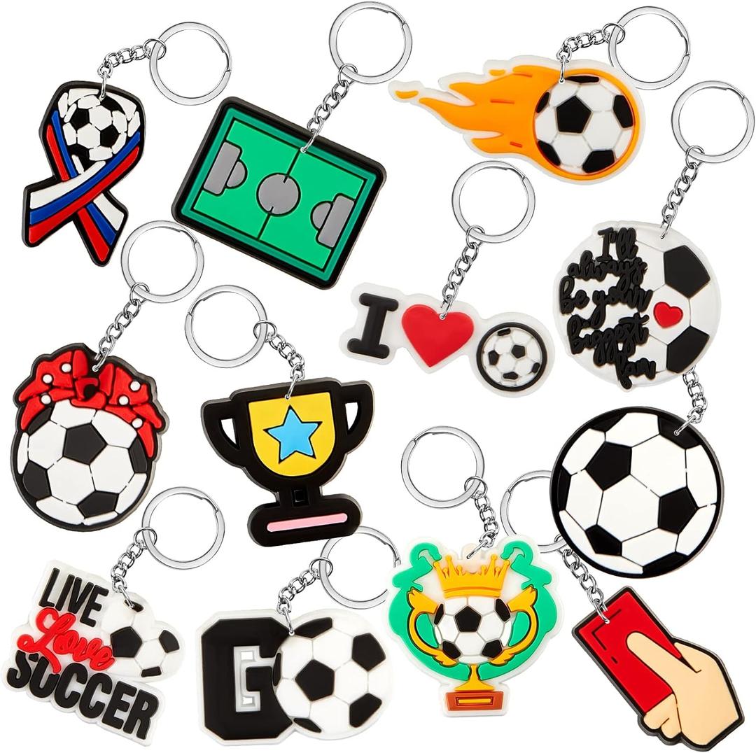 Batiyeer 36 Pack Soccer Keychains Bulk Soccer Party Favors Sports Key Chains Funny Ball Keyring for Women Men Sport Team Players Birthday Party Bag Gift Fillers