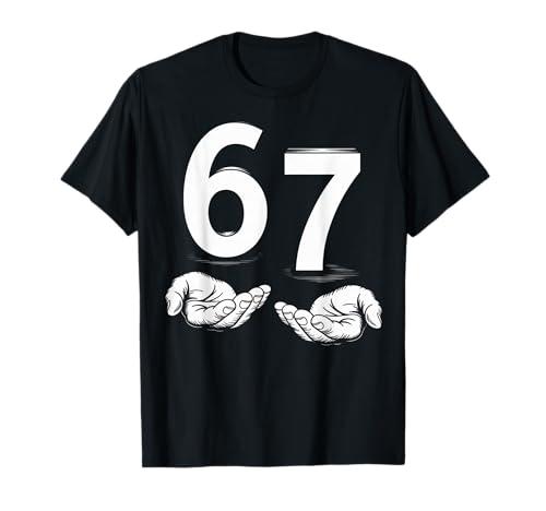 Funny Six Seven 6 7 Meme Gen Alpha Slang 6 7 Hands T-Shirt, M