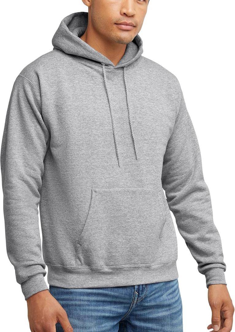 Hanes Men's EcoSmart Hoodie, Midweight Fleece, Pullover Hooded Sweatshirt (Gray, S)