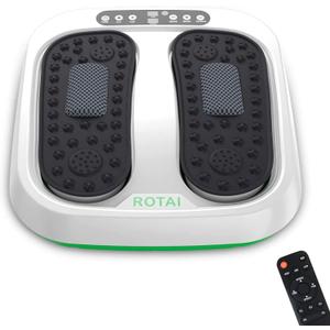 ROTAI Shiatsu Foot Massager Pain Sore Feet Calves Relief Vibration and Rotation Acupressure Systems Improve Circulation Electric Device with Remote Control White