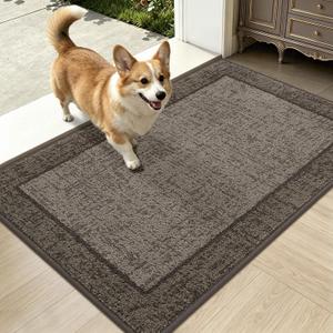 Dirt Trapper Door Mat 24"x 36", Non Slip Washable Doormat,Taupe | Stain Resistant and Absorbent Welcome Mat, Floor Mats,Low Profile Entrance Dog Door Mats for Front Back Door