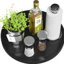 Lazy Susan for Table, 12 Inch Non-Skid Bamboo Turntable Organizer for Salt Pepper Spices and Olive Oil Next to Stove, Wooden Rotating Tray for Kitchen Countertop Organizer Black