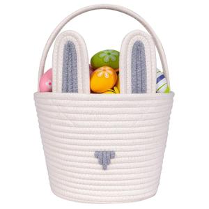 CubesLand Easter Baskets Easter Egg Hunt Baskets for Kids, Cute Bunny Gift Basket for Baby Easter Decorations Party Supplies Grey White 9.8 x 7.8 x 7.8