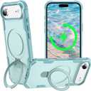 Designed for iPhone 17 Air Case with Magnetic Stand [Military Drop Protection][Compatible with Magnet] Shockproof 17 Air Phone Case with Ring Holder, Green