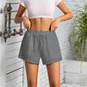 Women's Athletic Shorts with Pockets, 3.7" Sweat Shorts Women, Summer Workout Elastic Running Shorts (Gray, M)