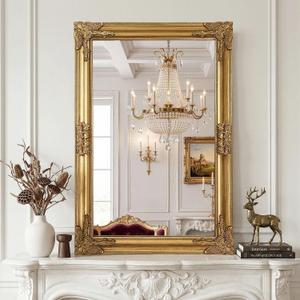 Vintage Gold Mirror for Wall, 24"x36" Antique Decorative Ornate Baroque Mirror for Living Room, Entryway, Bathroom, Fireplace