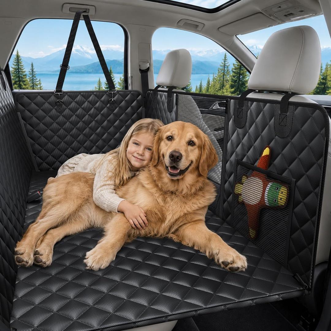 Waterproof Hard Bottom Back Seat Extender for Dogs XL, Truck SUV Cover