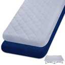 2 Pack Sheet for Regalo My Cot Portable Toddler Bed, Joovy Travel Cot (Sheet Only, Bed Not Included), Soft Child Travel Padded Cover (Grey & Navy Blue)