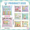 8 Pcs Checkerboard Reading Throw Pillow Cover Pastel Classroom Pillow Cover