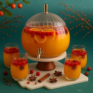 Potchen 1.3 Gallon Thanksgiving Pumpkin Drink Dispenser with 4 Clear Plastic Cups Pumpkin Shaped Drink Dispenser Fall Harvest Kitchen Decoration with Spigot for Halloween Autumn Party Supplies