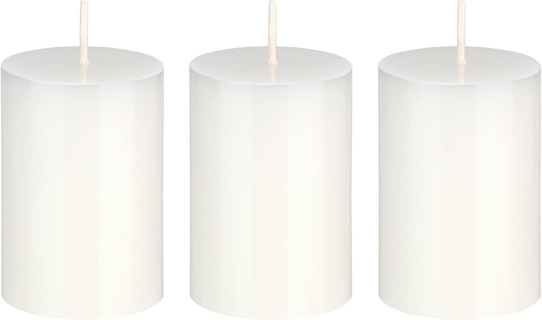 Mega Candles 3 pcs Unscented Solid White Pillar Candles, Hand Poured Premium Wax Candle 2 Inch x 3 Inch, Home Dcor, Spas, Weddings, Occasions, Party, Centerpieces, Holidays, Vigils, Prayers