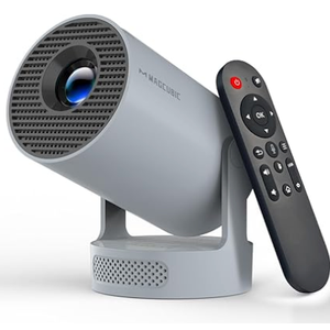 Magcubic Mini Projector 4K Support, Portable Projector with WiFi 6 and Bluetooth 5.4, 5W Sound base Speaker, Smart Projector with Auto Vertical Keystone 180Rotatable for Movie Home Outdoor