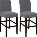 Flamingo P Stool Pub Counter Chair Seat Covers Stretch Bar Cover for Dining Room Non Slip Jacquard Fabric with Elastic Bottom Set of 2, Gray (Grey)