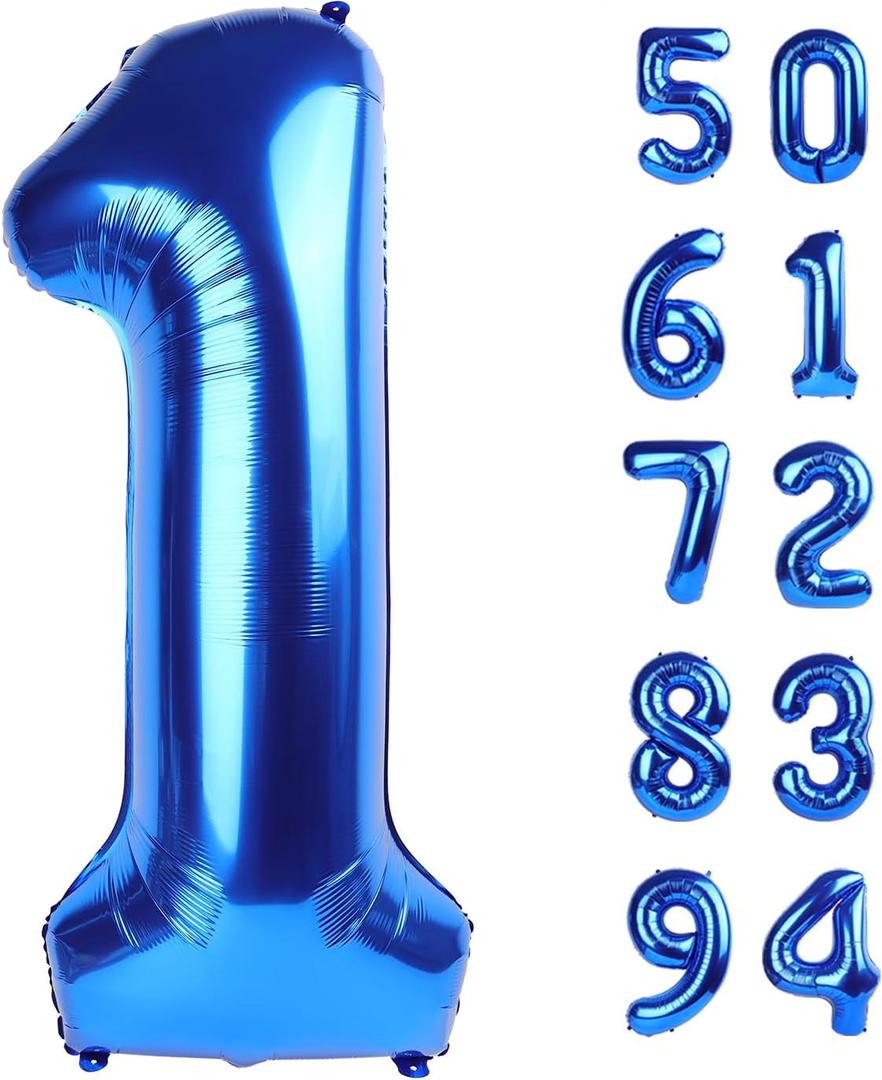 40 Inch Navy Blue 1 Balloon for First Birthday, Blue One 1st Number Balloon Birthday Decorations for Boy Man Toddler Baby, 10th 21st, Giant Number 1 Balloon