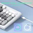 Wireless Keyboard Mouse Combo, Full Size Colorful Round Keycaps Bluetooth Keyboard with Numeric Keypad, Silent 2.4GHz Mouse, Typewriter Computer Keyboard and Mouse Set for Laptop, PC, Windows (Gray)