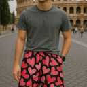 Mens Quick Dry Graphic Shorts Inner Drawstring Athletic Workout Short Deisgner Running Outdoor Casual with Pockets (X-Large, 06-love_white)