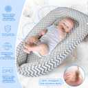 Baby Lounger - Baby Lounger for Newborn 0-24 Months, Breathable Pure Cotton Baby Nest Lounger Cover, Baby Registry Newborn Essentials Gifts, Portable Floor Tummy Time Lounger for Home & Travel (Grey Star)