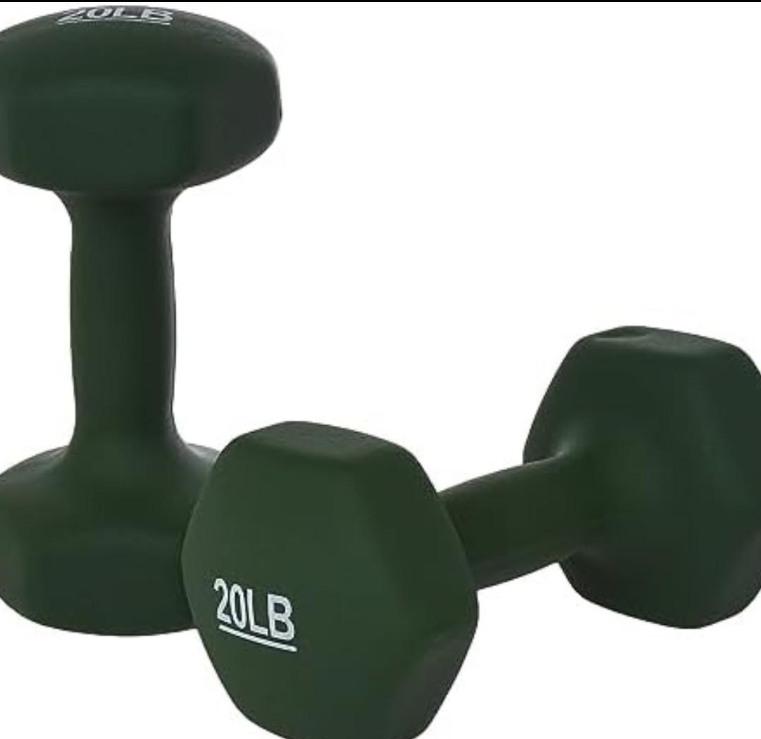 Amazon Basics Neoprene Dumbbell Hand Weights for Exercise and Muscle Toning, 20lbs each piece,