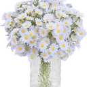 Artificial Daisy Flowers 18Pcs Small White Fake Daisies Flowers 3 Bundles 10 Inch Realistic Faux Silk Tiny Daisy Flowers for Home Garden Vase Wedding DIY Home Party Decor