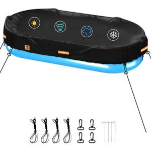 6x10 ft Rectangle Pool Covers for Above Ground Pools,Oval Winter Pool Covers 120"x72",Durable Tearproof Waterproof Polyester Cloth,Solar Swimming Pool Cover,Cold and UV-Resistant,Ground Nail Sets