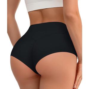 Scrunch Booty Shorts for Women V Back High Waisted Yoga Shorts Cut Out Rave Bottoms Butt Lifting Short Mini Hot Pants (Small, # Black)